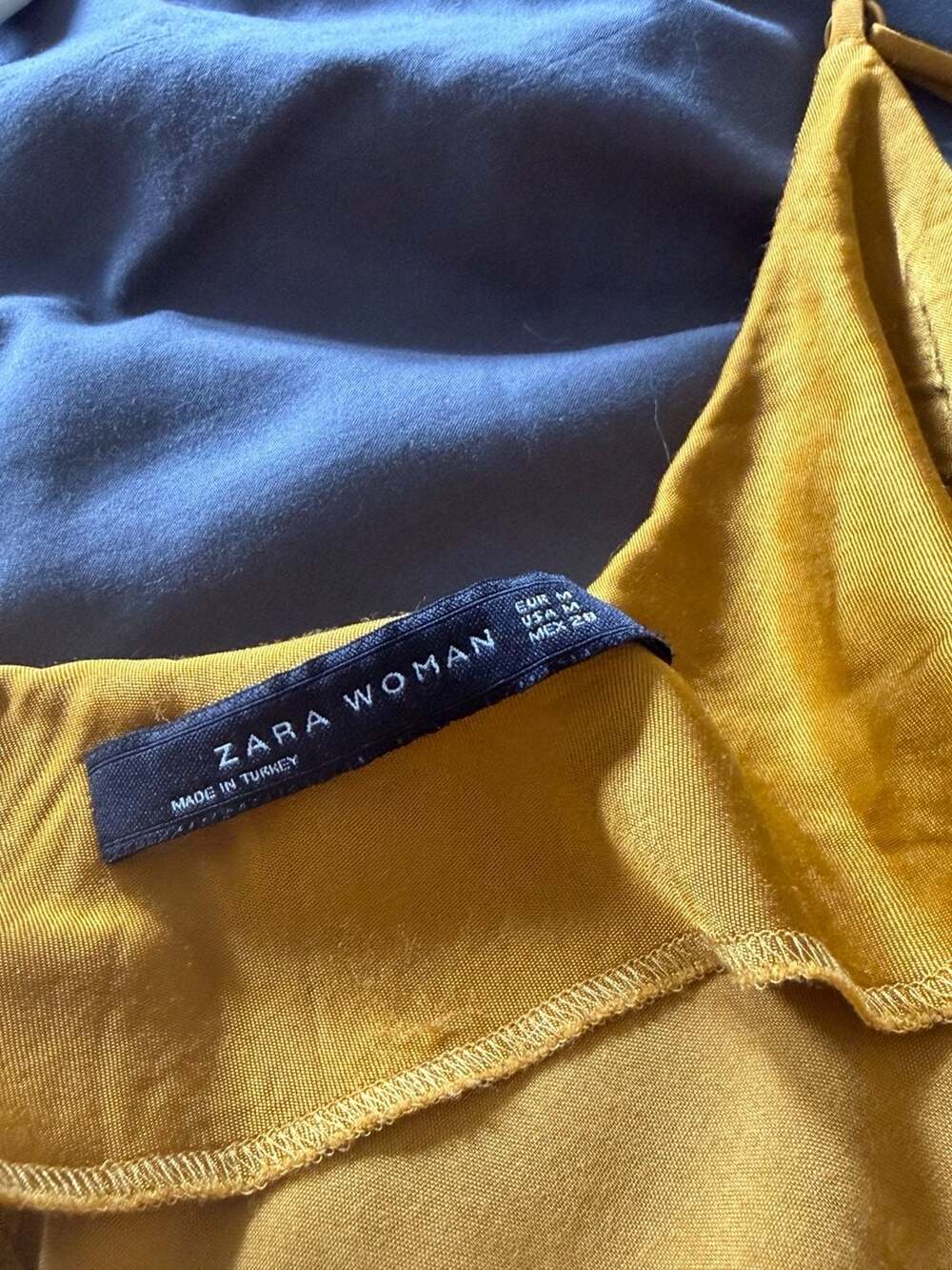 Zara Woman Mustard Gold Satin Cowl Neck Midi Slip Dress - Picture 2 of 2
